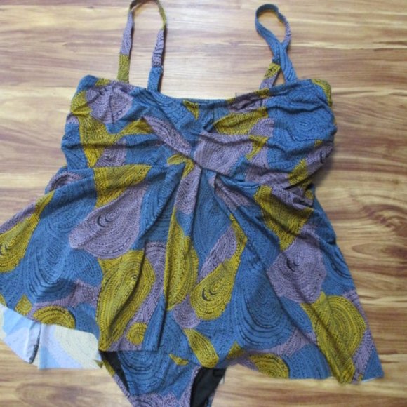 Ryllace Blue Purple Gold Skirted 1 PC Swimsuit 20 - Picture 1 of 6